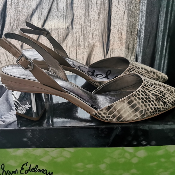 Sam Edelman Snakeskin Slingback Sandals Size 10 - Picture 4 of 9